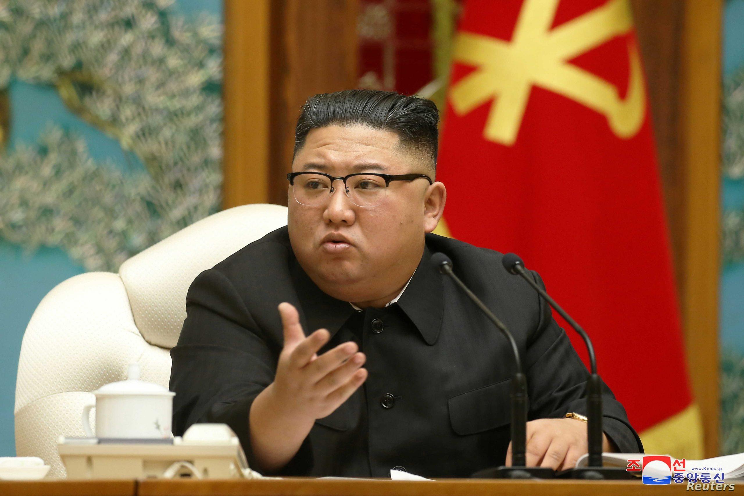 North Korean leader Kim Jong Un at the 20th Enlarged Meeting of the Political Bureau of the 7th Central Committee of the Workers' Party of Korea (WPK), in Pyongyang, North Korea, in this undated photo released on November 16, 2020 by North Korea's Korean Central News Agency (KCNA).       KCNA via REUTERS    ATTENTION EDITORS - THIS IMAGE WAS PROVIDED BY A THIRD PARTY. REUTERS IS UNABLE TO INDEPENDENTLY VERIFY THIS IMAGE. NO THIRD PARTY SALES. SOUTH KOREA OUT. NO COMMERCIAL OR EDITORIAL SALES IN SOUTH KOREA.