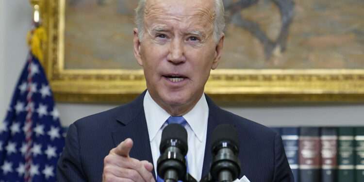 President Joe Biden speaks about the ongoing federal response efforts for Hurricane Ian from the Roosevelt Room at the White House in Washington, Friday, Sept. 30, 2022. (AP Photo/Susan Walsh)